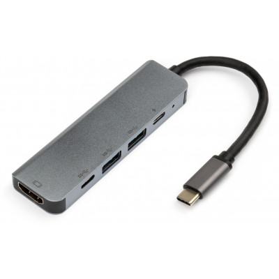 Концентратор Vinga Type-C to 4K HDMI+2*USB3.0+PD+USB-C 3.1 Gen1 aluminum (VCPHTC5AL) Вінниця - фото 1