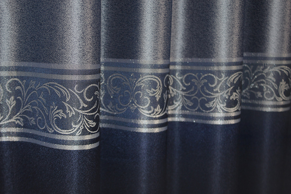 Комплект готовых штор VR-Textil ANZIO № 1463ш Серебристый с синим 140х290 см 2 шт (33-0334) Киев - изображение 8