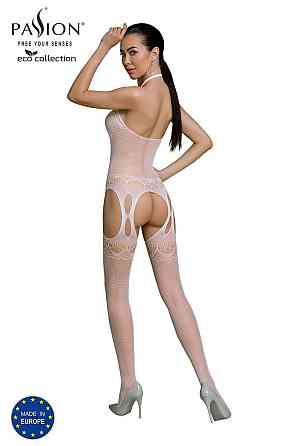 Бодистокинг Passion ECO BS006 white, с доступом, халтер, имитация подвязок Sex Aura Киев