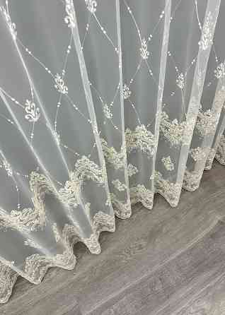 Тюль фатин с вышивкой и люрексом Цвет молочный с золотистым 1847т Киев
