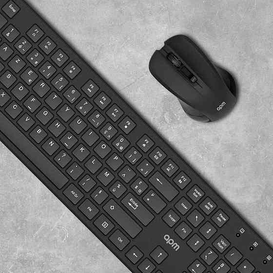 Клавіатура і миша APM 100042 чорна AZERTY бездротовий комплект 2.4GHz оптична тиха мультимедійна Київ