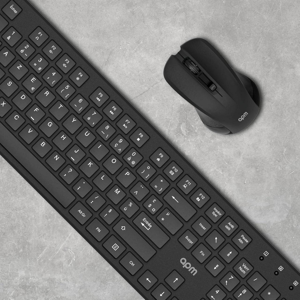 Клавиатура и мышь APM 100042 черная AZERTY беспроводной комплект 2.4GHz оптическая тихая мультимедийная Киев - изображение 5