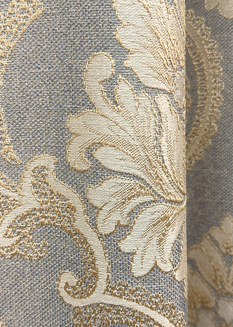 Комплект готовых штор VR-Textil Лен Корона Мария № 1265ш Темно-серый с золотистым 100х270 см 2 шт (31-541) Киев - изображение 8