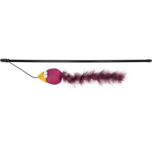 Игрушка Trixie для кошек Удочка с птичкой и перьями плюш/пластик 50 см Киев