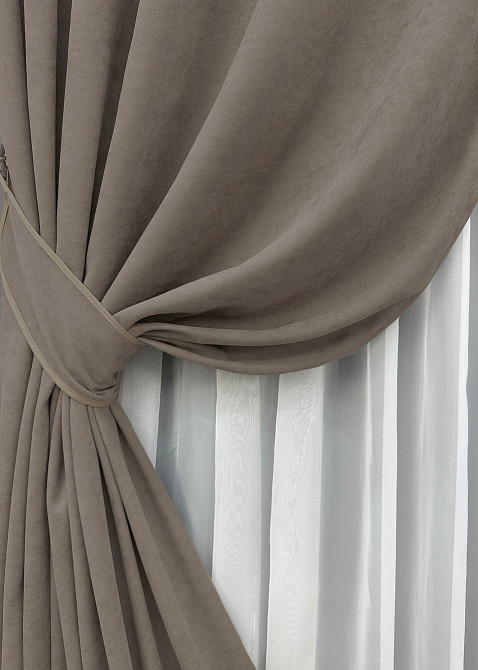 Комплект готовых штор VR-Textil Микровелюр Petek YL № 1707ш Какао 150х270 см 2 шт (33-0763) Киев - изображение 5