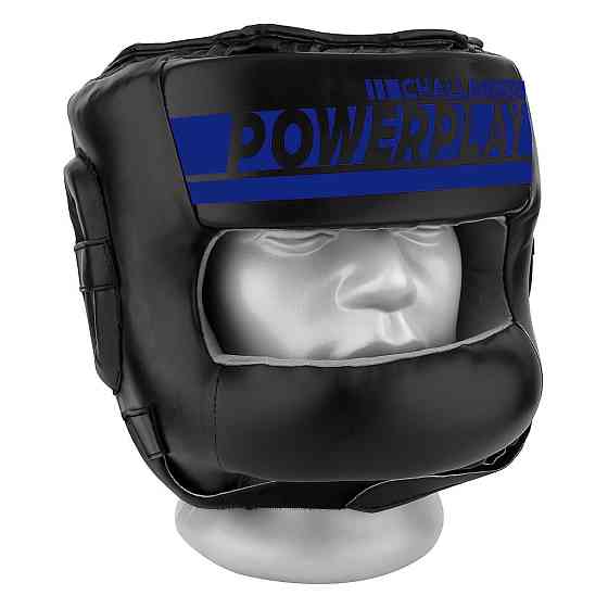Боксерский шлем тренировочный PowerPlay 3067 Challanger с бампером PU + Amara Темно-синий XL (капа в Киев