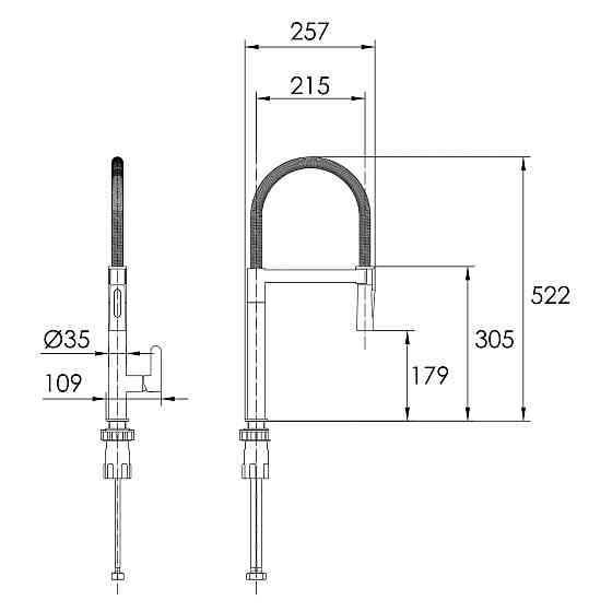 Змішувач для кухні з гнучким виливом IMPRESE PIVOT SS чорний/матовий f034 Київ