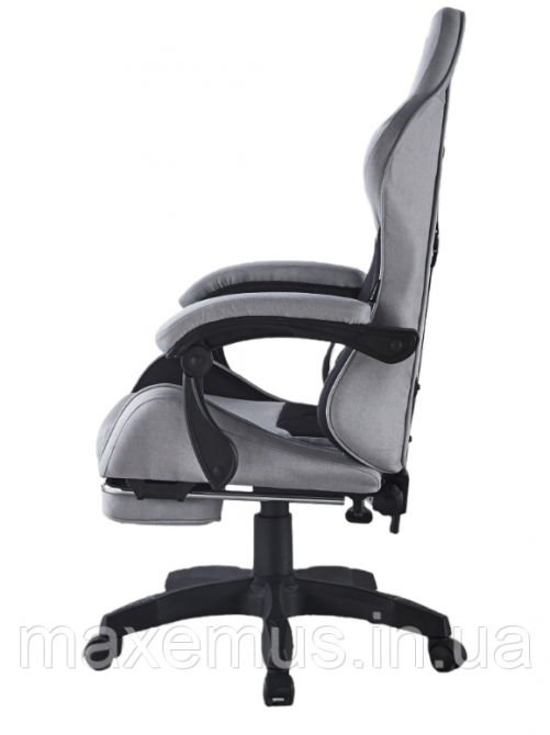 Кресло геймерское из ткани с подставкой для ног B 1 4 5 компьютерное кресло для геймера черно-серое Мостиска - изображение 4