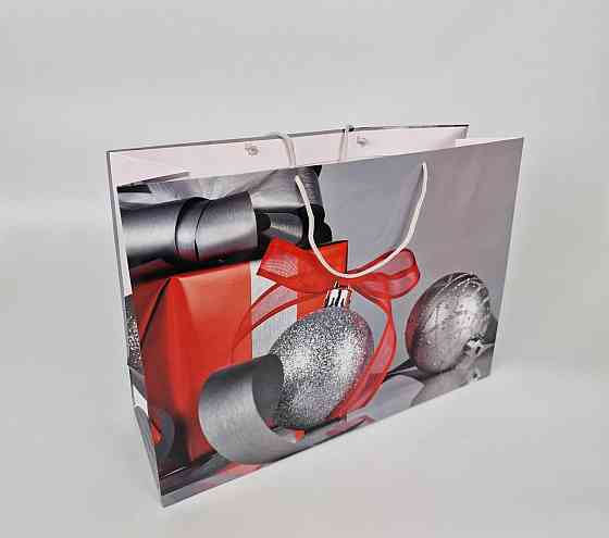 Картонні пакети з ручками Гігант горизонтальні Новорічні 46*33*15-007 (12 шт.) Харків