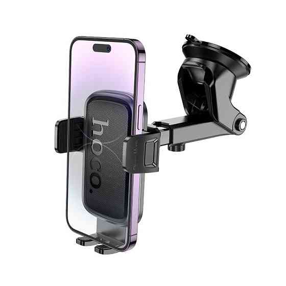 Автотримач для телефона HOCO H79 Vista push-type car holder (center console) Black Metal Gray Одеса