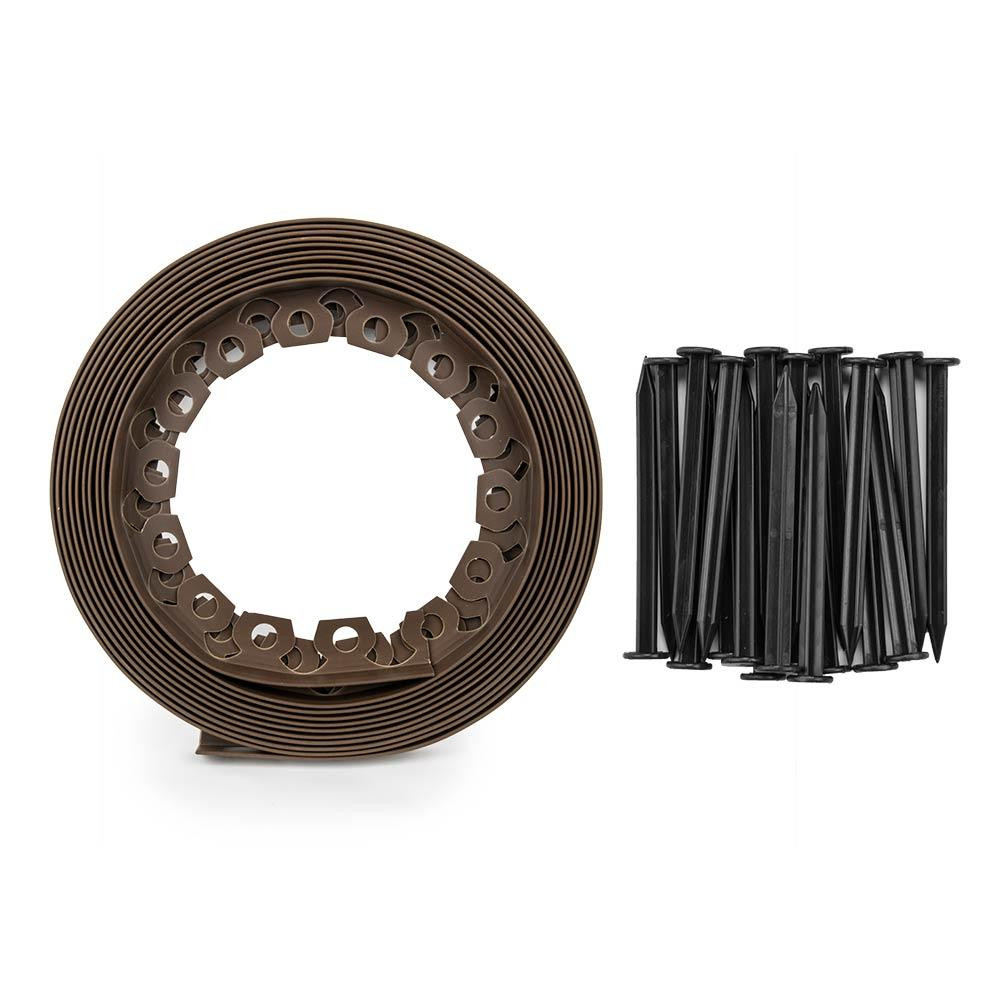 Бордюр газонний 50мм х 10м з комплектом кілків, EASY BORDER, коричневий, OBEBR5010SET Київ - фото 2