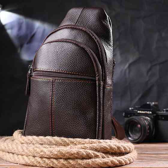 Зручна чоловіча сумка через плече з натуральної шкіри 21308 Vintage Коричнева Київ