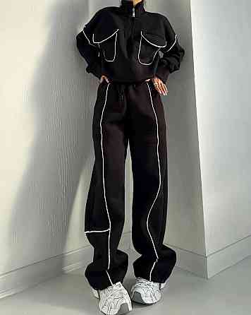 Жіночий теплий костюм двійка з кантом трьохнитка на флісі Одеса