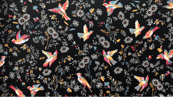 Шпалери вінілові на флізелін Petite Fleur 4 Rasch Texti 288666 на чорному тлі птиці квіти Київ