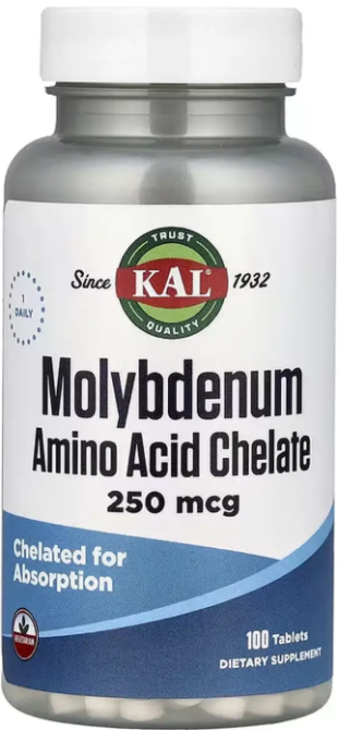 Молибден KAL Molybdenum Amino Acid Chelate 250 mcg 100 таб Киев - изображение 1