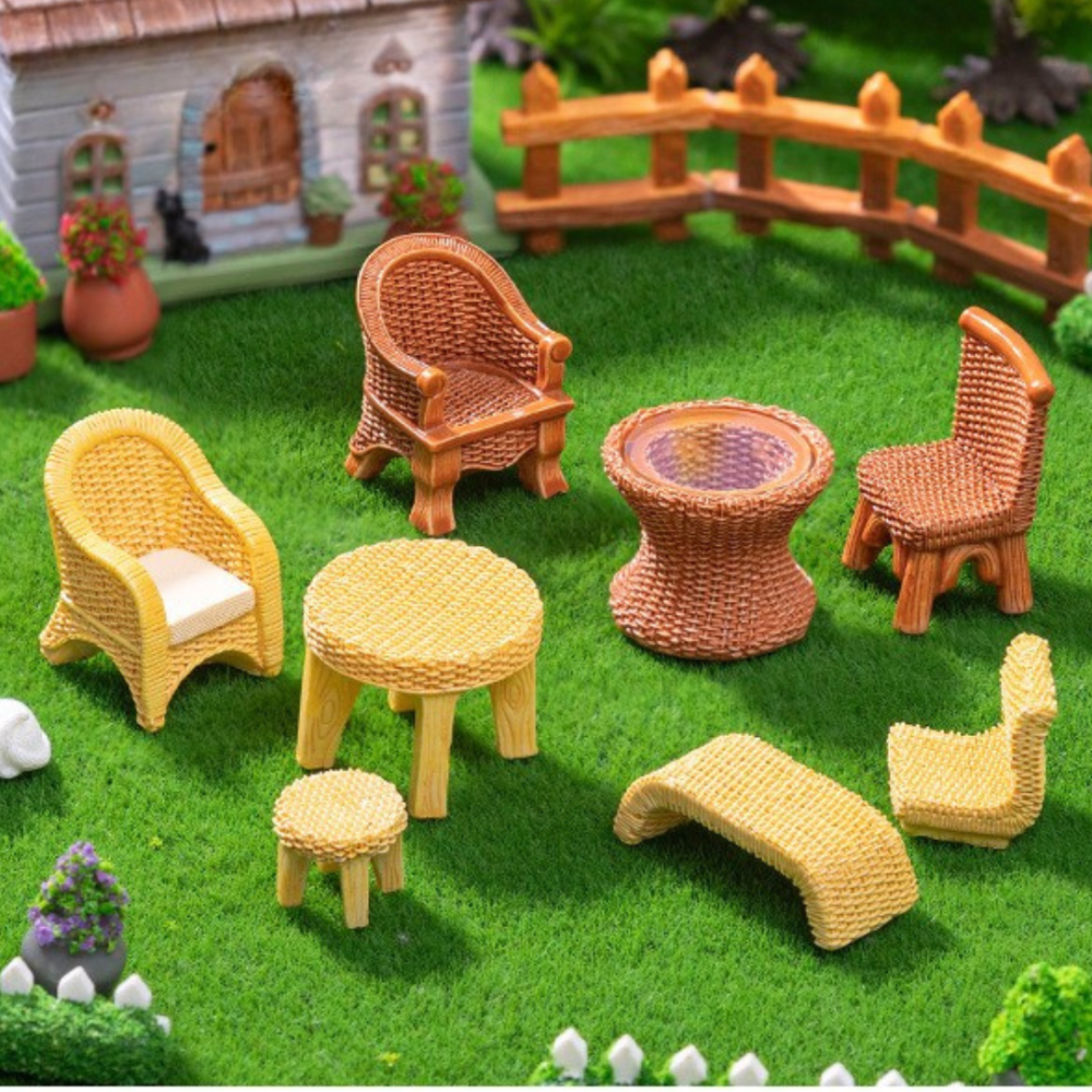 Набір мініатюрних садових меблів для мікро-ландшафту та флораріумів 9 предметів Одеса - фото 1