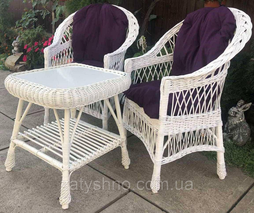 Плетеная белая мебель  с накидками |  Мебель из лозы  |мебель плетеная белая Киев - изображение 1