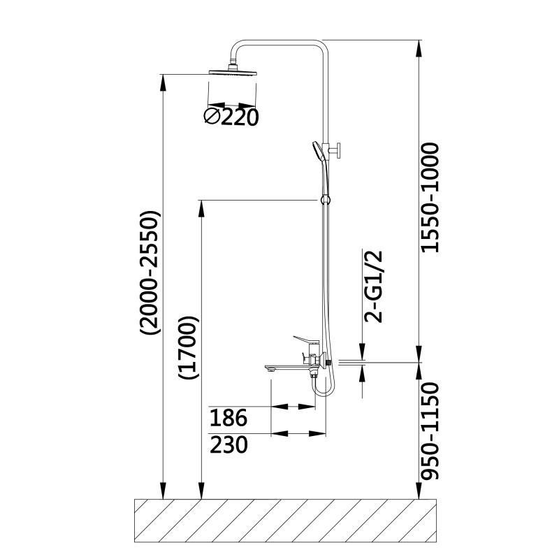 Душова система з виливом Qtap Presto на три споживачі QTPRE111GRP45585 графит Київ - фото 9