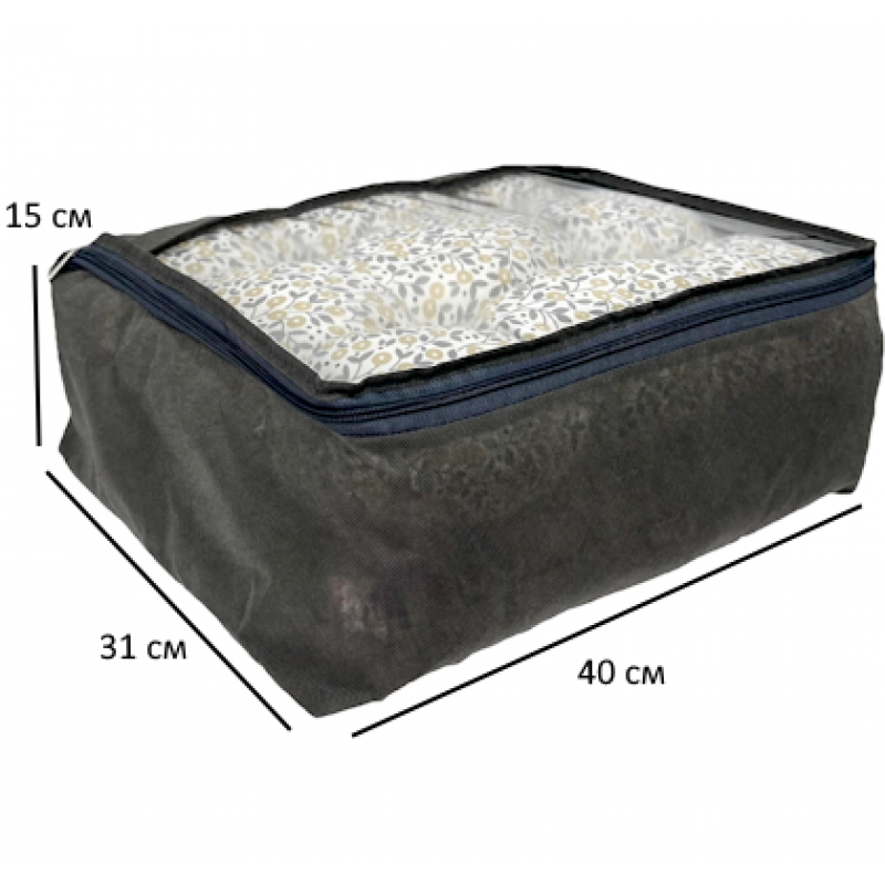 Велика дорожня сумка для речей з ручкою та прозорою вставкою P001 40x31x15 см (Сірий) Суми - фото 2