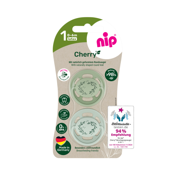 Пустушка латексна кругла для дітей 0–6 місяців NIP Cherry арт. 91032-51 2 шт. зелений/світло-зелений Кривий Ріг