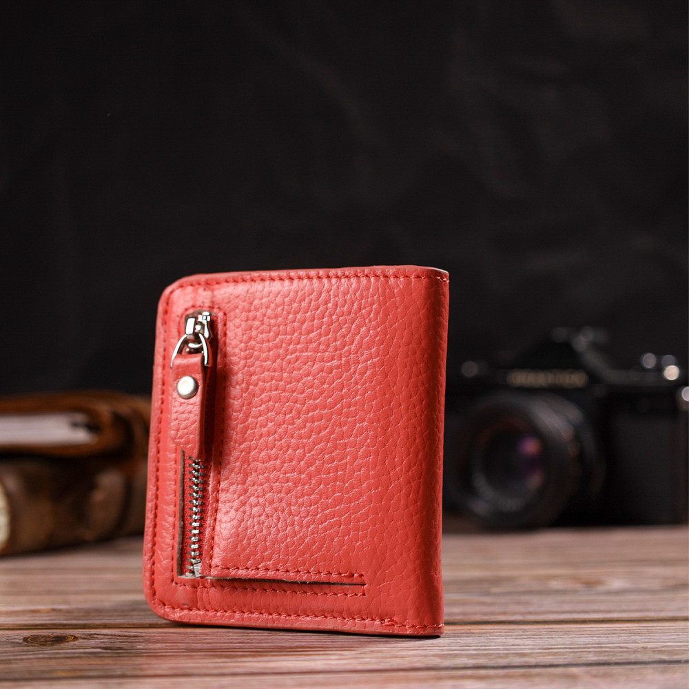 Маленький жіночий гаманець із натуральної шкіри флотар CANPELLINI 21794 Кораловий Київ - фото 9