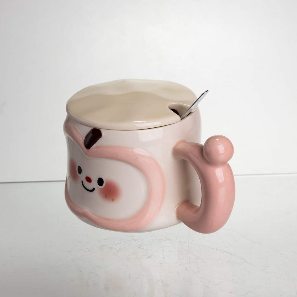 Yiwu Чашка порцелянова 400 (мл) з кришкою та ложкою, оригінальна кружка на подарунок чашка для Коломыя - изображение 4