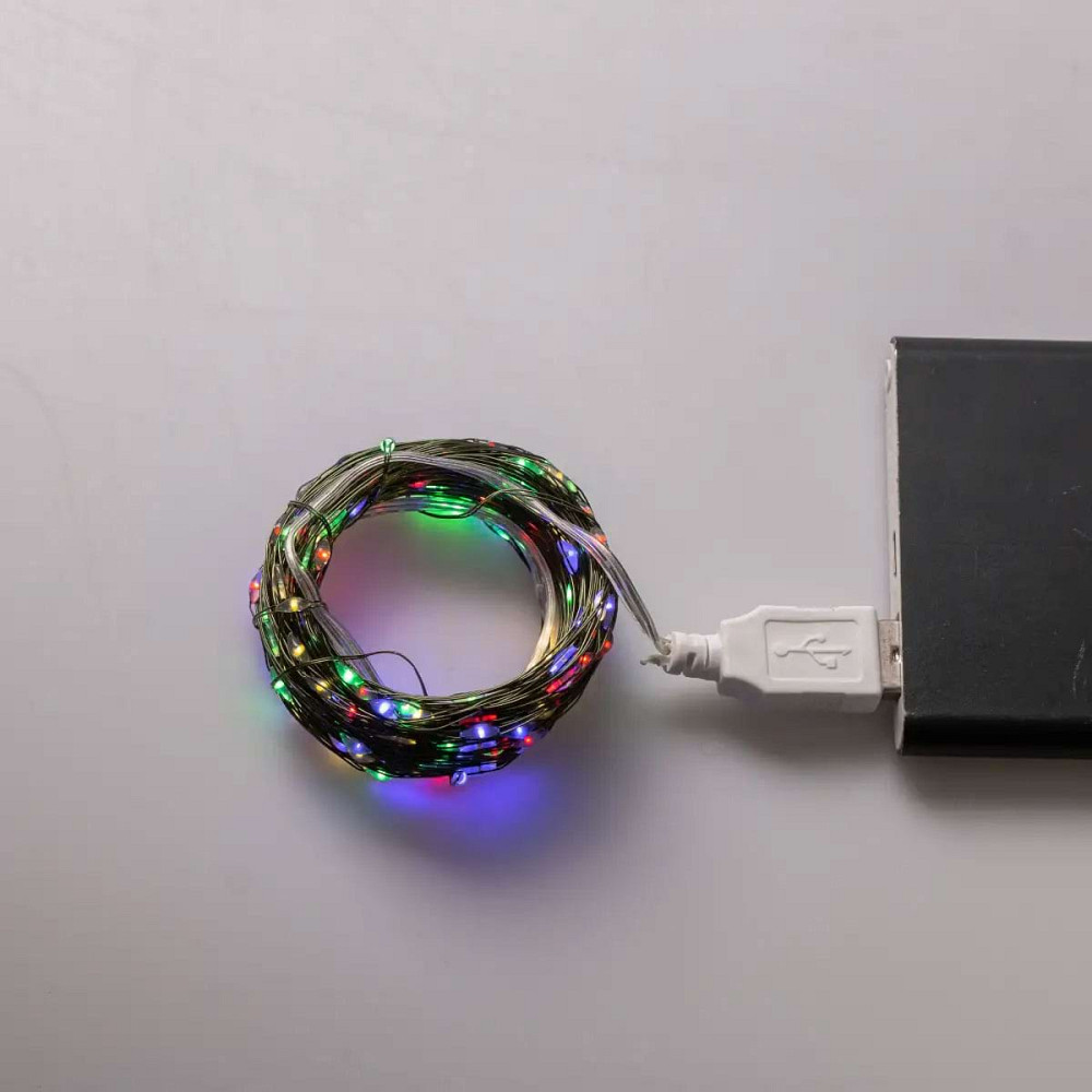Garlando Гірлянда роса 20 метрів USB на 200 led світлодіодів крапля на зеленому дроті мультикол Коломия - фото 2