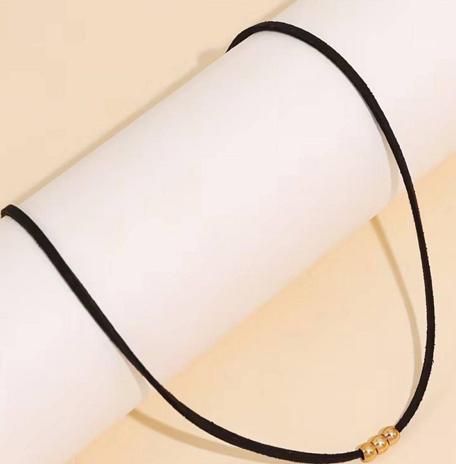Чокер на шею с бусинами минималистичное ожерелье черный шнурок украшение для женщин Киев - изображение 3