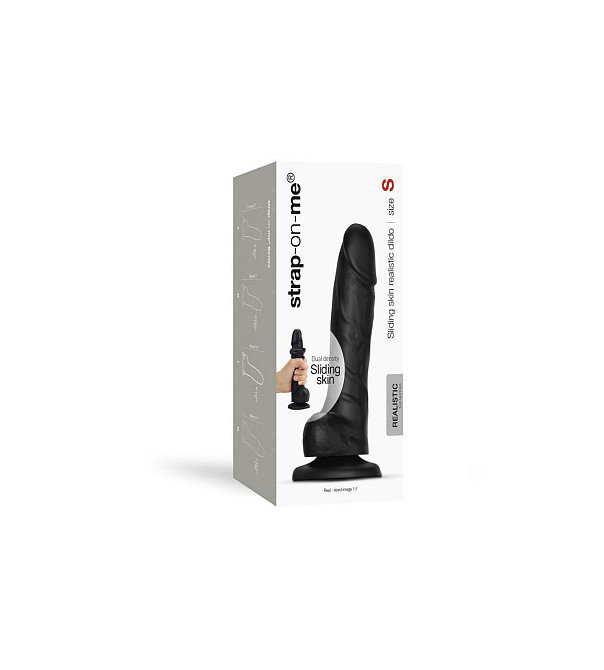 Реалістичний фалоімітатор Strap-On-Me Sliding Skin Realistic Dildo Black S, ефект рухливої шкіри Sex Aura Київ - фото 9