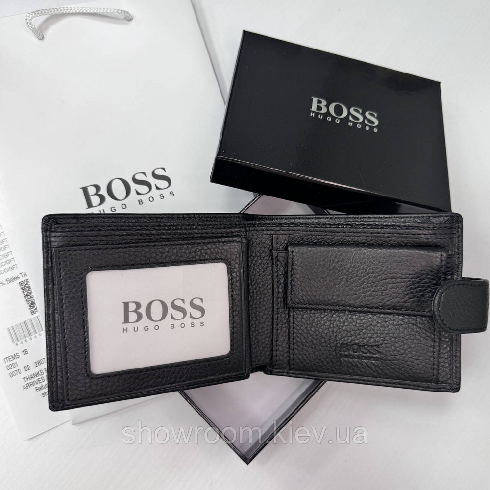 Мужское брендовое портмоне из натуральной кожи на кнопке Boss (6605) Киев - изображение 7