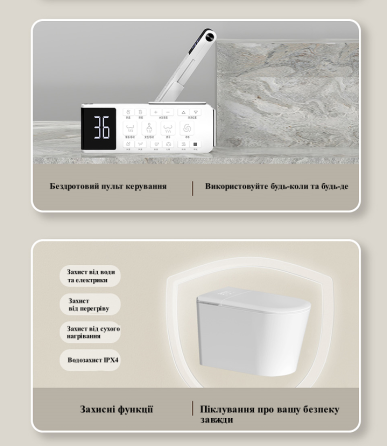 Інтелектуальний унітаз GYE 960 з автоматичним відкриттям, підігрівом сидіння, нічним підсвічуванням та УФ-стерилізацією Київ