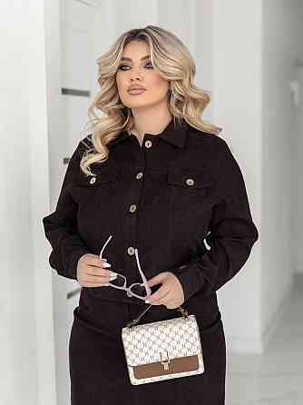 Жіночий костюм з мікровельвету Favorit 50-52, Шоколадний Київ