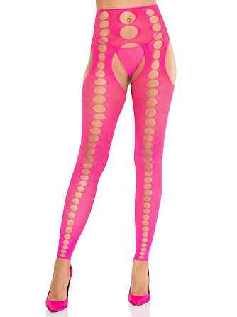 Колготки Leg Avenue Seamless Opaque Footless Suspender Hose One Size Neon Pink Sex Aura Киев