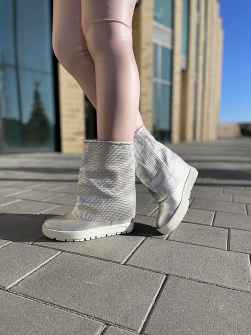 Черевики жіночі Kluchini срібні натуральна шкіра платформа 10см (3567) (4182) Коломия - фото 5