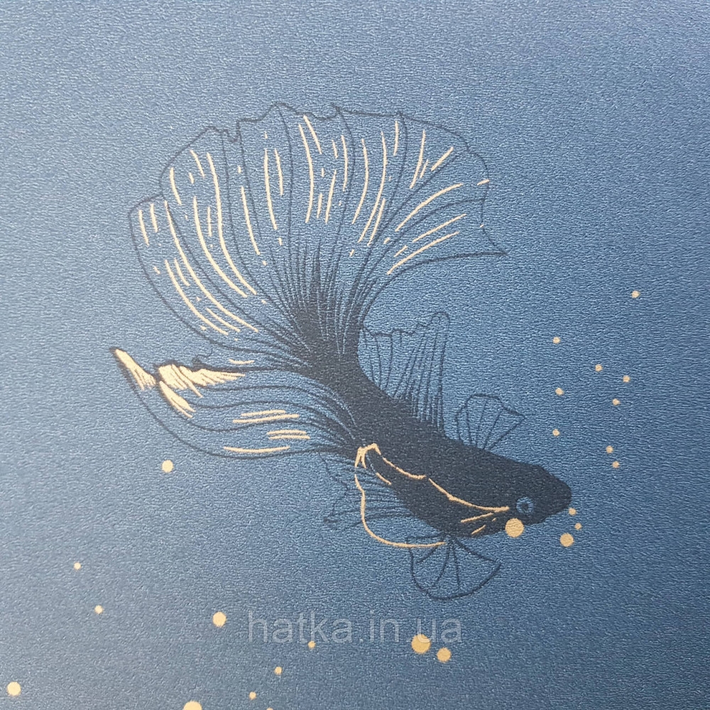 Шпалери вінілові на флізелін Caselio The Place to bed 0.53х10 м золота рибка чорна на темно синьому тлі Київ - фото 2