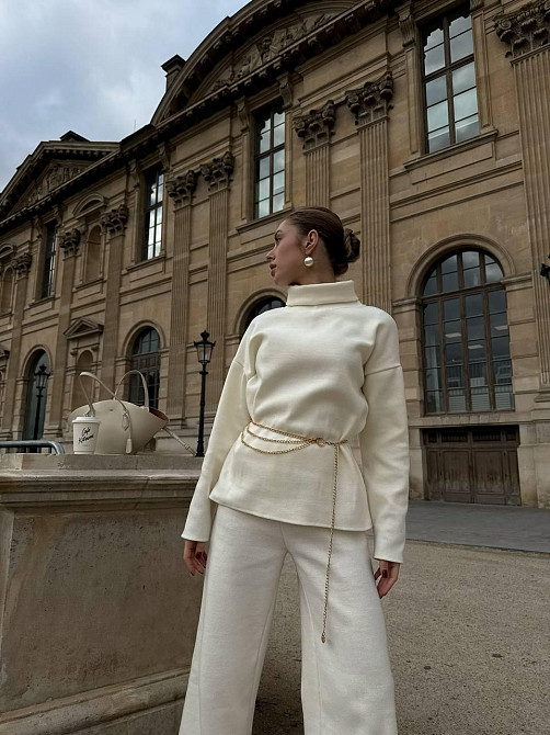 Женский базовый костюм двойка: свитер и брюки турецкая вязка Белый, 48/52 Одесса - изображение 1