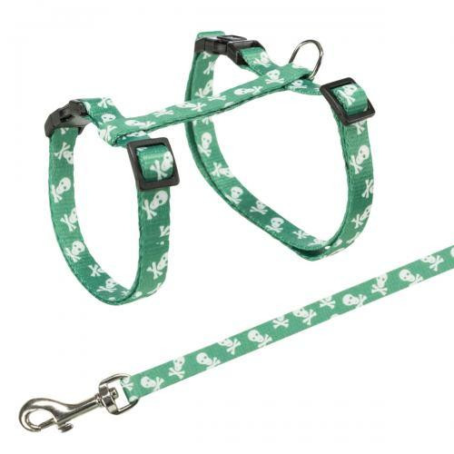 Шлейка з повідцем Trixie Skull для котів, нейлон, 27-45 см/10 мм (кольори в асортименті) Вінниця - фото 1