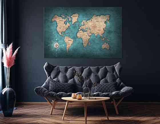 Картина холст в гостиную / спальню  Мапа Світу  MLP_13 60x100 см Киев