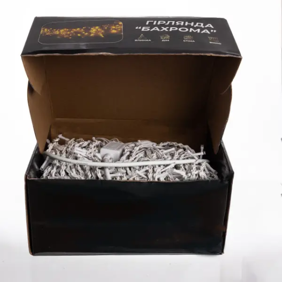 Гирлянда Бахрома 50 м, 600 LED, білий провід, синій Київ