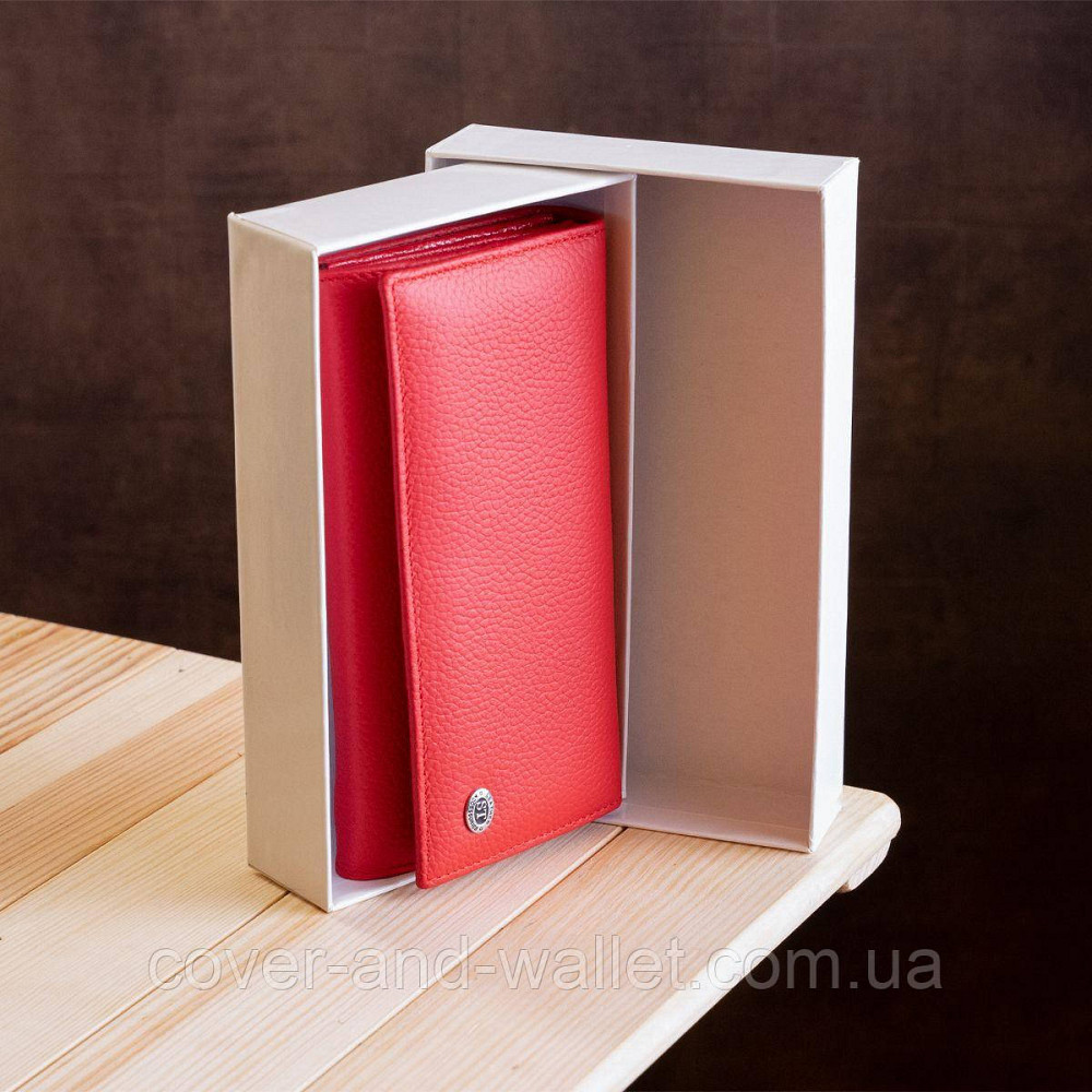 Женский кожаный кошелек среднего размера красный ST 634 Киев - изображение 8