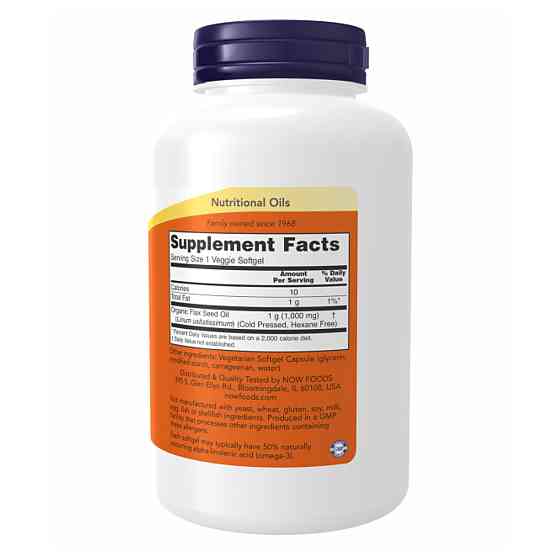 Льняное Масло Now Foods Flax Oil Org 1000mg 120 vgels Киев