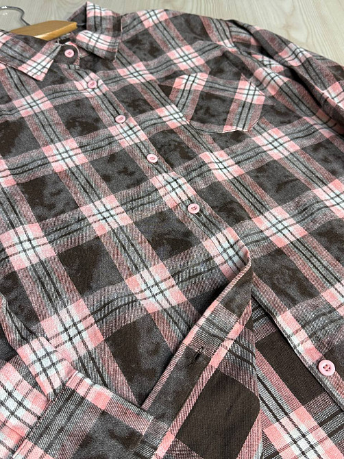 Сорочка жіноча YZY 7765 в клітинку оверсайз широка варена, коричневий, one size Київ - фото 12