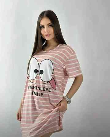 Жіноча повсякденна принтована туніка батал трикотаж Рожевий, 52/54 Одеса