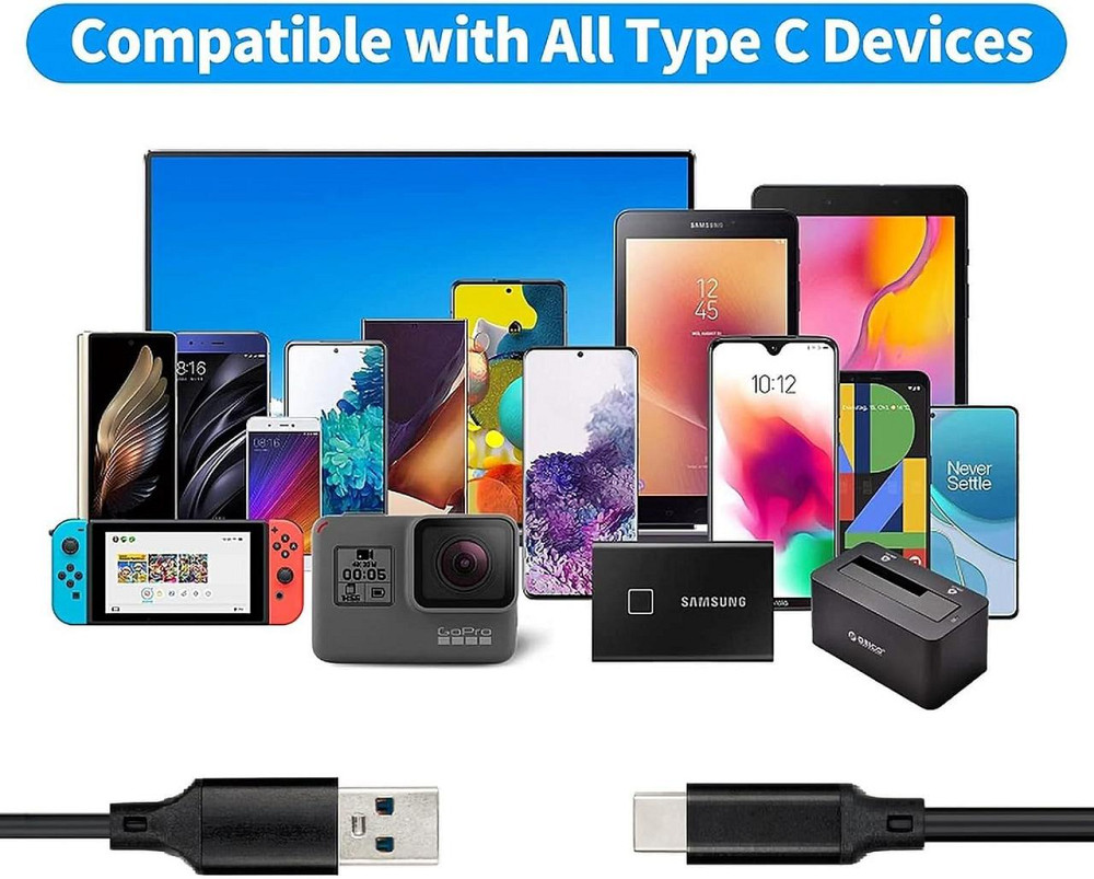 Кабель PremiumCord USB 3.2 Gen 2 A→C черный 0.5 м SuperSpeed 10 Gbit/s 60W (20V/3A) для зарядки и передачи Киев - изображение 3