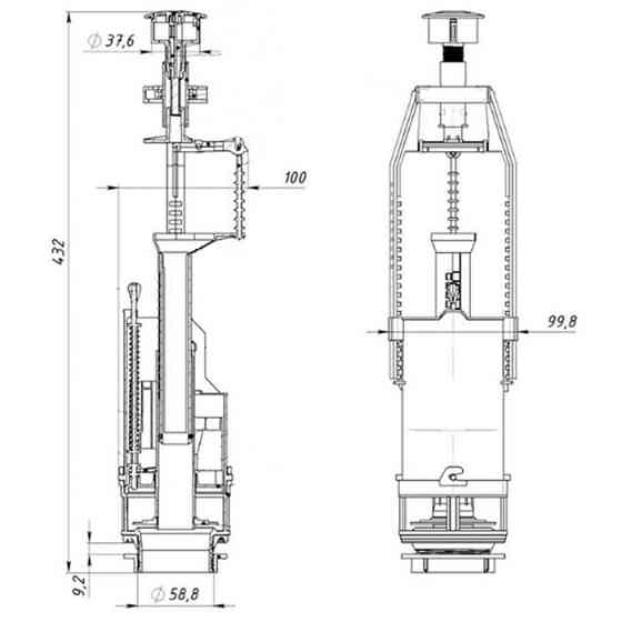 Арматура спускна Zerix AS-02 із двома режимами зливу    ( ZX5088 ) 31627 Харьков