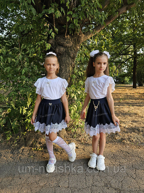 Комплект школьной формы блузка короткий рукав и юбочка с кружевом 116-134 Кривой Рог - изображение 5