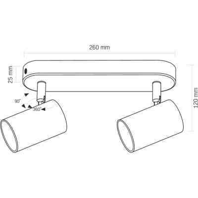 Світильник Videx під лампу 2xGU10 накладний поворотний (VL-SPF05B-BPB) Вінниця