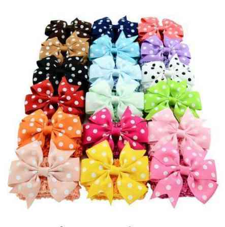 Дитяча ментолова пов'язка з бантом в горох - розмір універсальний (на резинці), бант 8см Київ