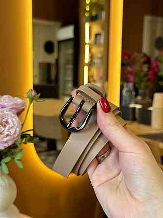 Бежевий жіночий шкіряний ремінь 3334 Київ