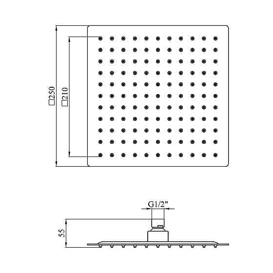 Лійка для верхнього душу Kroner KRP Edelstahl Kubus - ESG704-25 нікель Київ